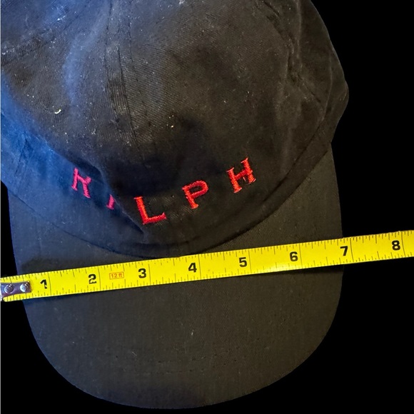 Vintage POLO Ralph Lauren Hat Spell Out Embroidered Cap 90s Strapback Black - Picture 6 of 6